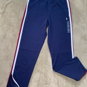 Polo Ralph Lauren Navy Track Pants with Red and White Stripes